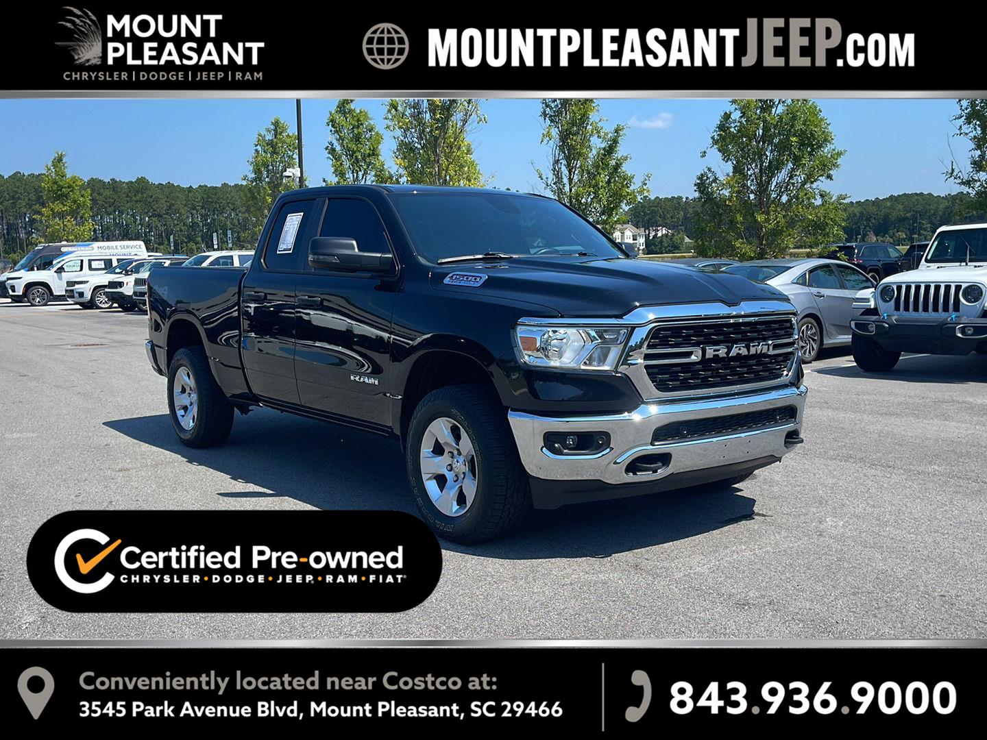 Diamond Black Crystal Pearlcoat 2024 RAM 1500 Pickup Truck Four-Wheel Drive 8-Speed Automatic