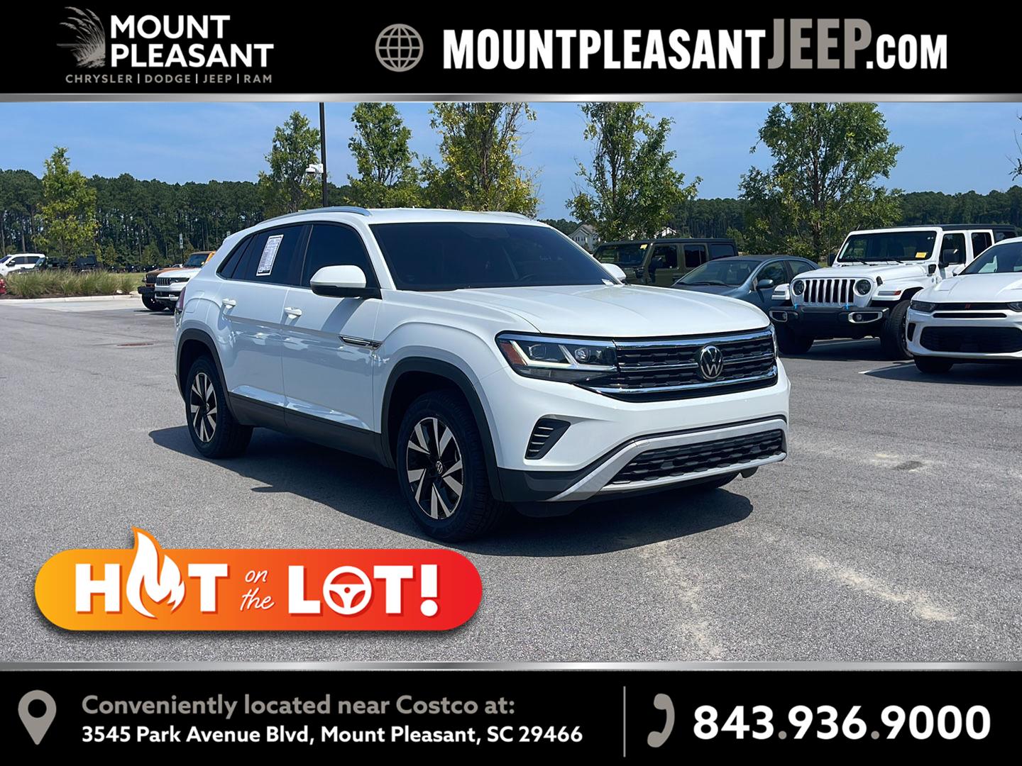 Pure White 2023 Volkswagen Atlas Cross Sport SUV / Crossover All-Wheel Drive Automatic