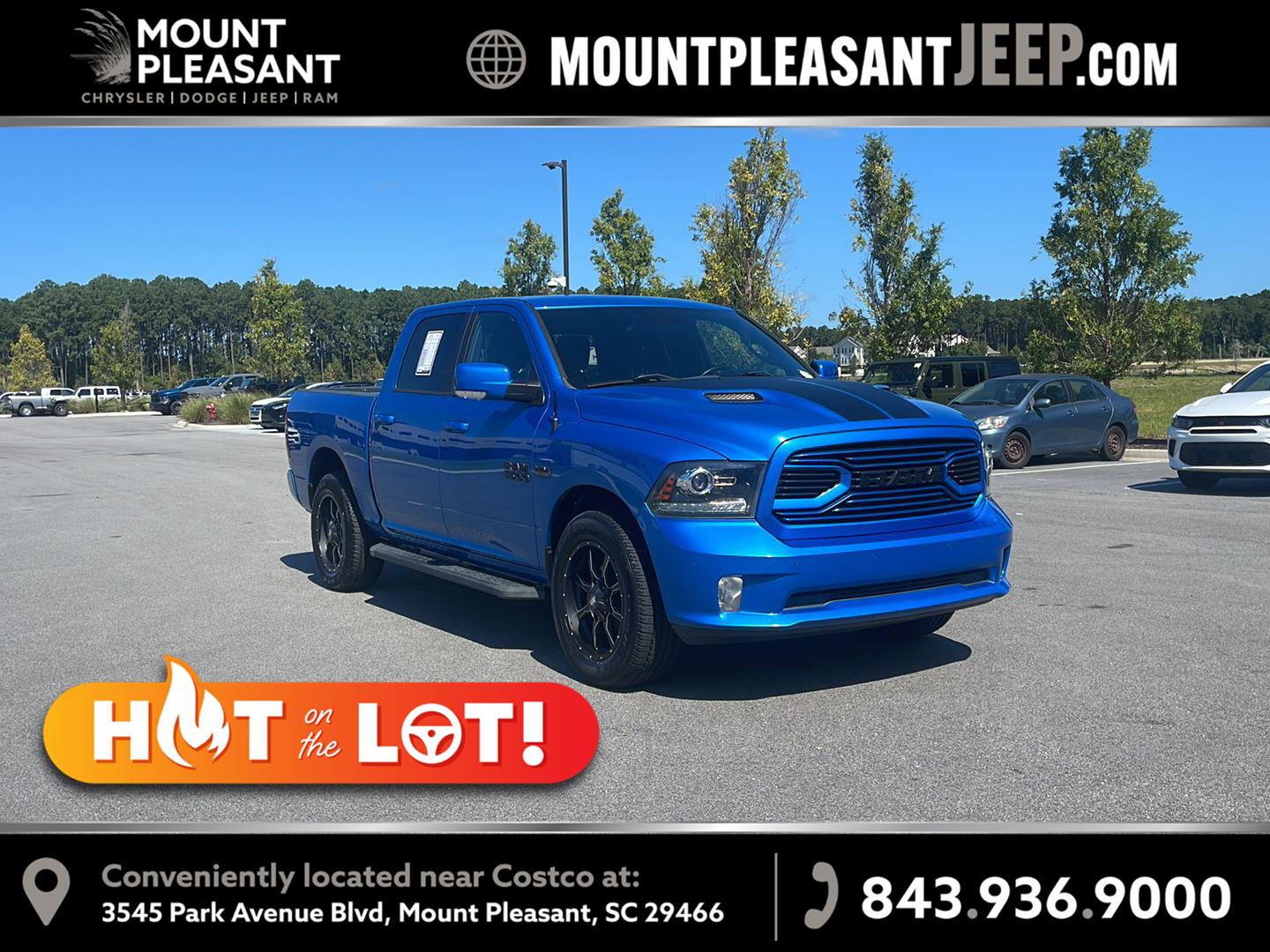 Hydro Blue Pearlcoat 2018 RAM 1500 Pickup Truck Four-Wheel Drive 8-Speed Automatic