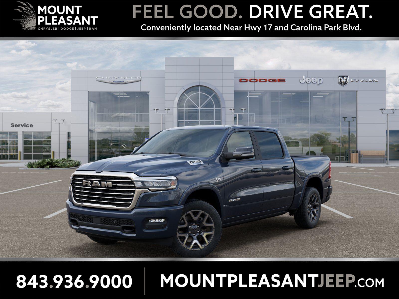 Forged Blue Metallic 2026 RAM 1500 Laramie Crew Cab 4WD Pickup Truck Four-Wheel Drive 8-Speed Automatic
