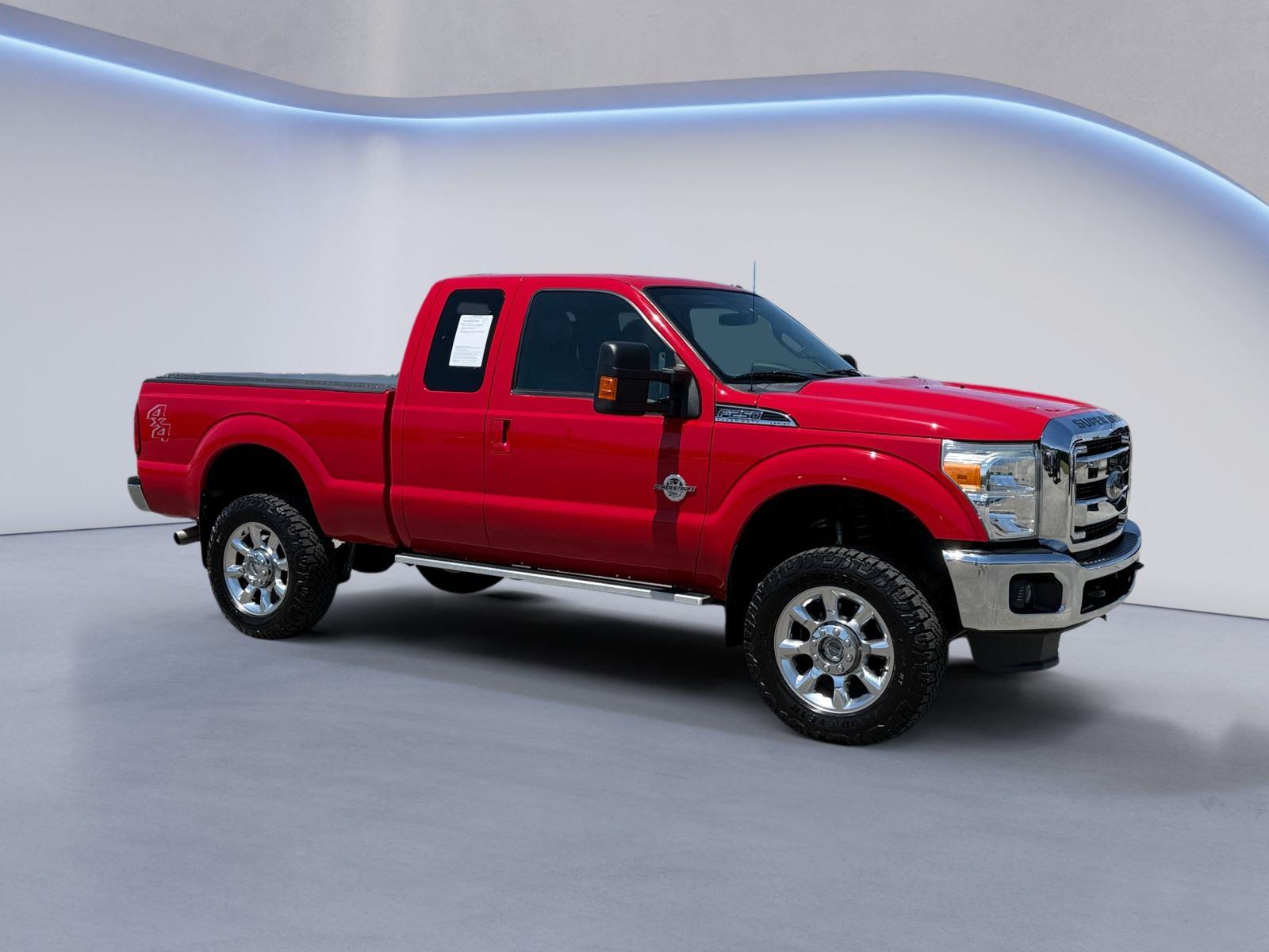 Vermillion Red 2015 Ford F-250 Super Duty Lariat SuperCab 4WD Pickup Truck Four-Wheel Drive 6-Speed Automatic