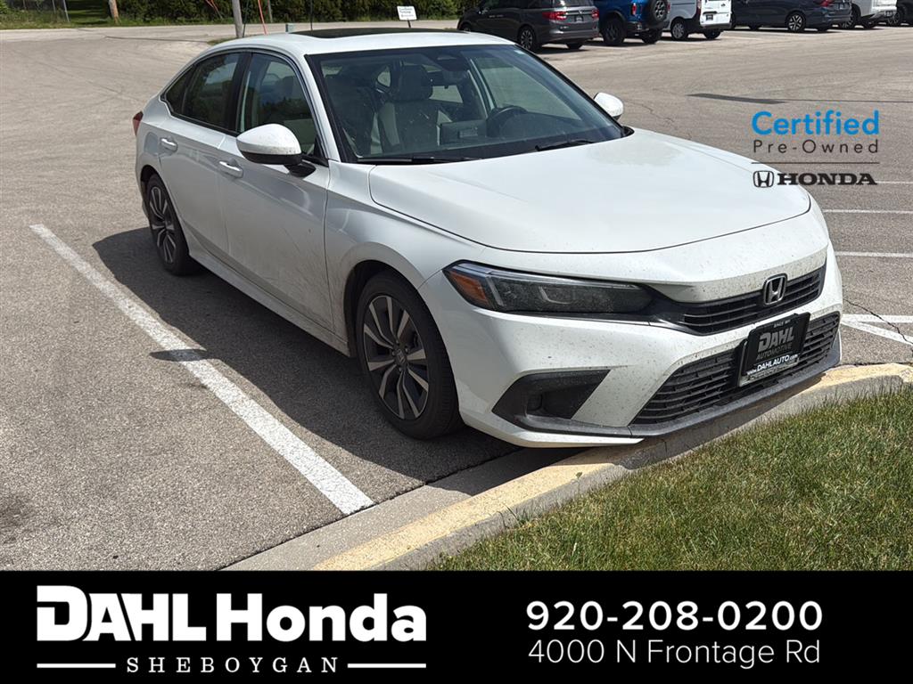 Platinum White Pearl 2024 Honda Civic Sedan Front-Wheel Drive Continuously Variable Transmission