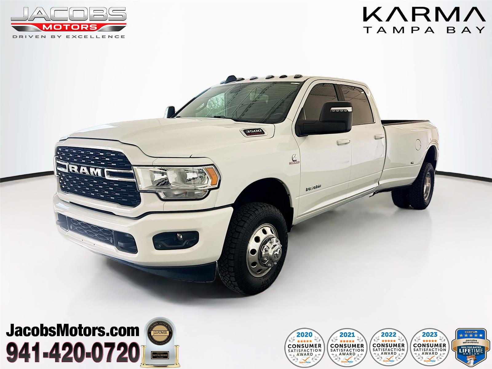 Bright White Clearcoat 2024 RAM 3500 Big Horn Crew Cab LB DRW 4WD Pickup Truck Four-Wheel Drive 6-Speed Automatic
