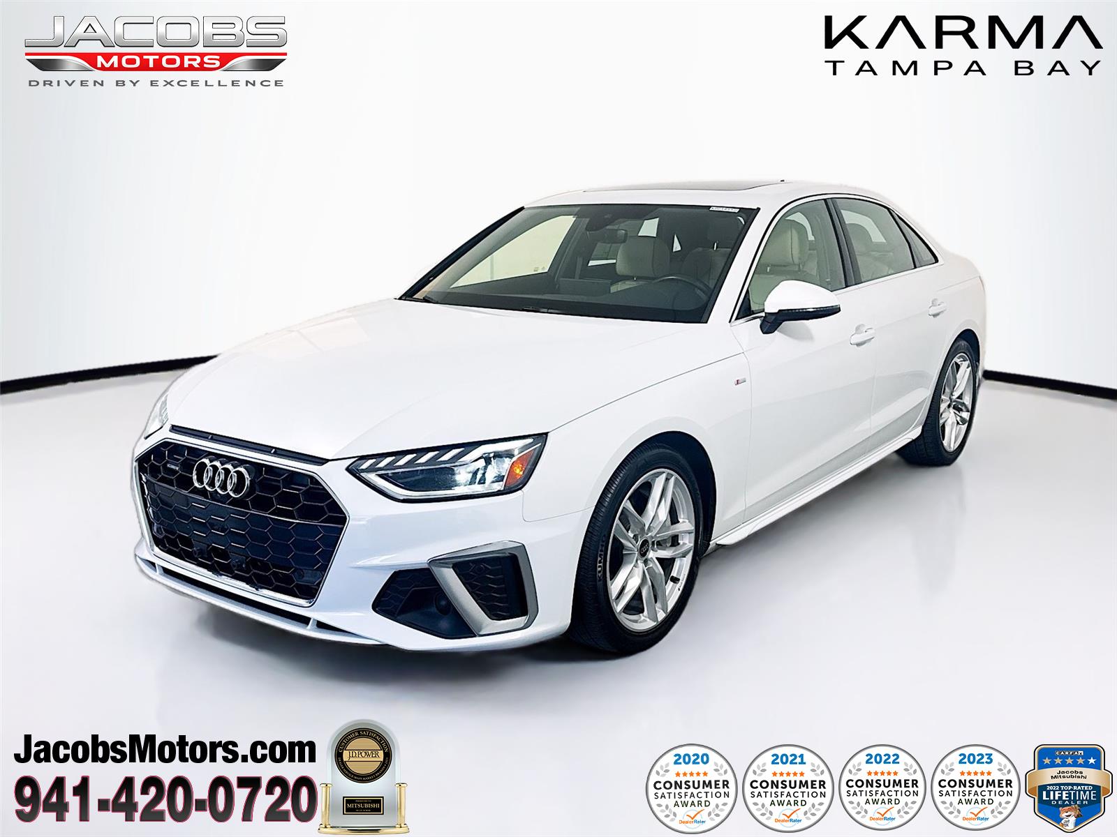 Glacier White Metallic 2023 Audi A4 quattro Premium Plus S Line 45 TFSI AWD Sedan All-Wheel Drive Automatic