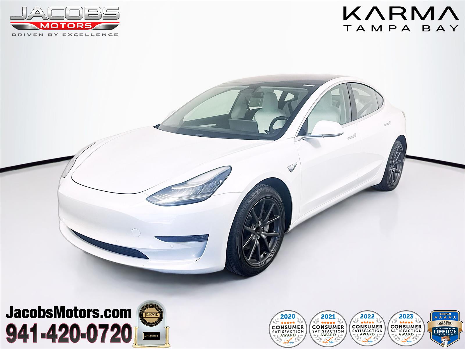 Pearl White Multi-Coat 2018 Tesla Model 3 Long Range RWD Sedan Rear-Wheel Drive Automatic