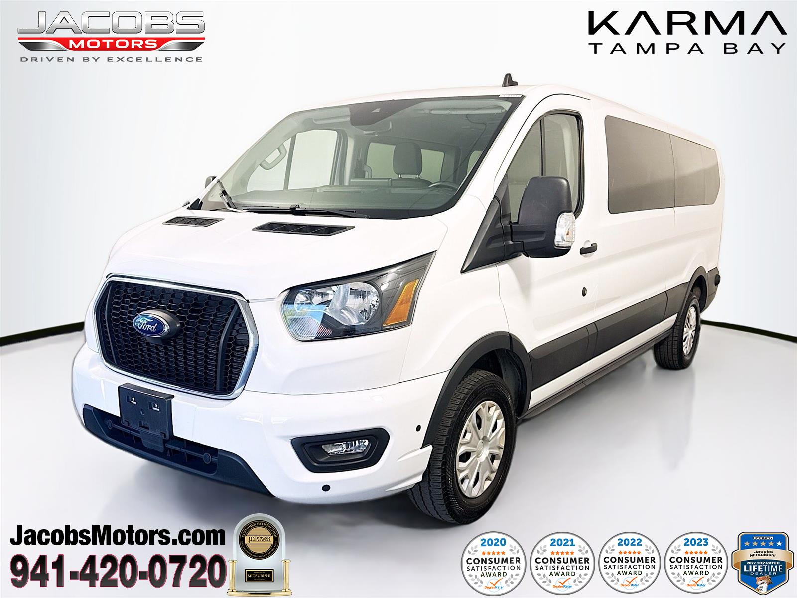 Oxford White 2024 Ford Transit Passenger 350 XLT Low Roof LB RWD Van Rear-Wheel Drive Automatic
