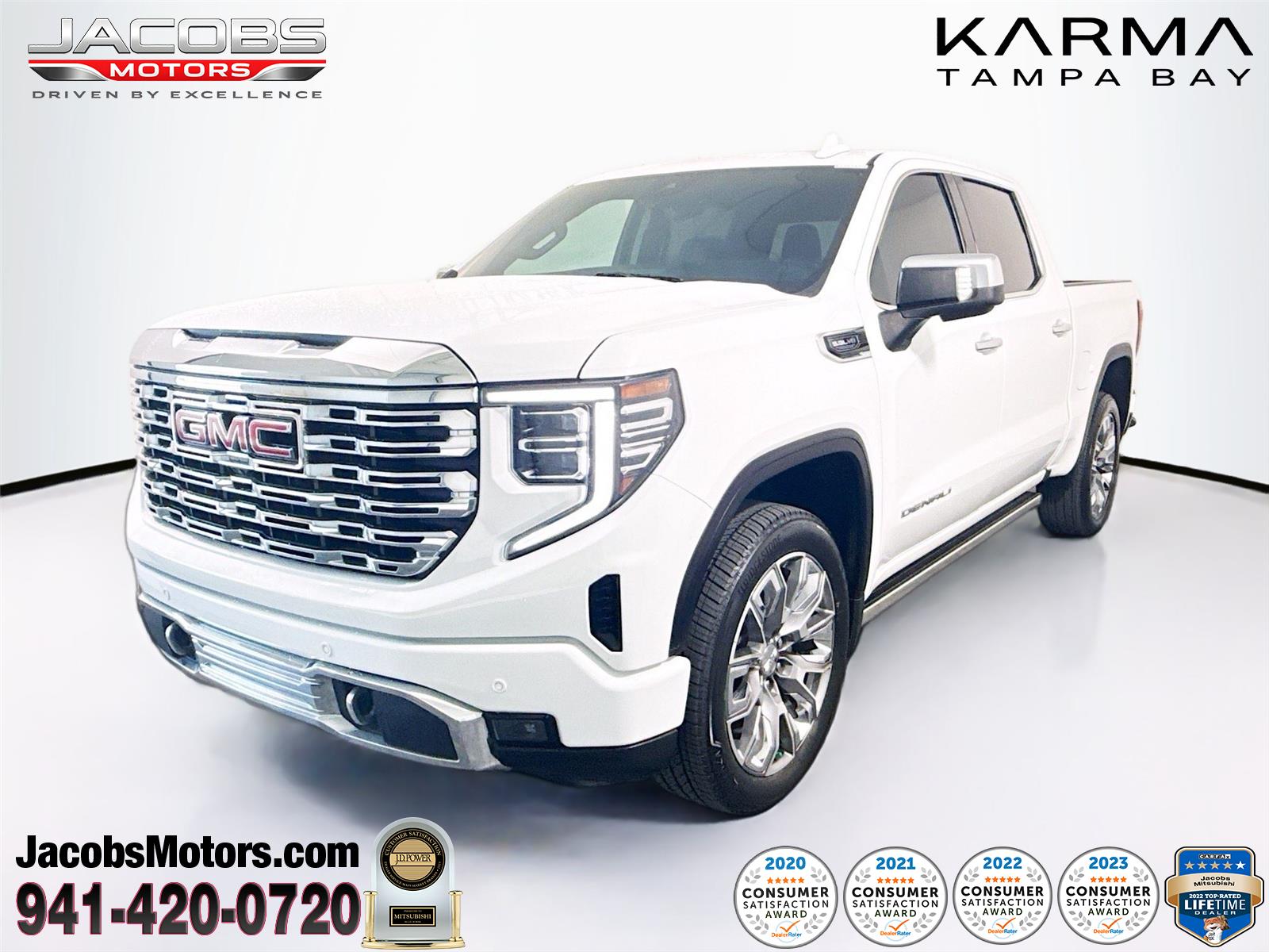 White 2023 GMC Sierra 1500 Denali Crew Cab RWD Pickup Truck 4X2