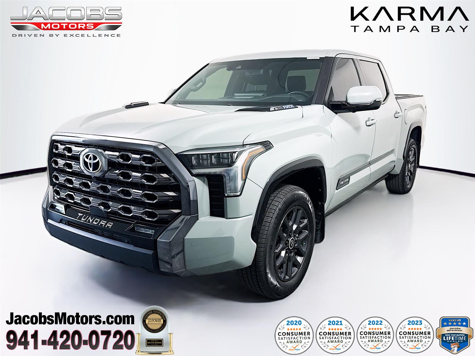 Lunar Rock 2024 Toyota Tundra Hybrid Platinum HV CrewMax Cab 4WD Pickup Truck Four-Wheel Drive Automatic