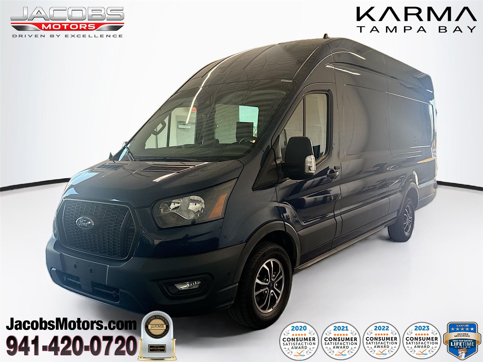 Blue Jeans Metallic 2021 Ford Transit Cargo 250 High Roof Extended LB RWD Van Rear-Wheel Drive Automatic