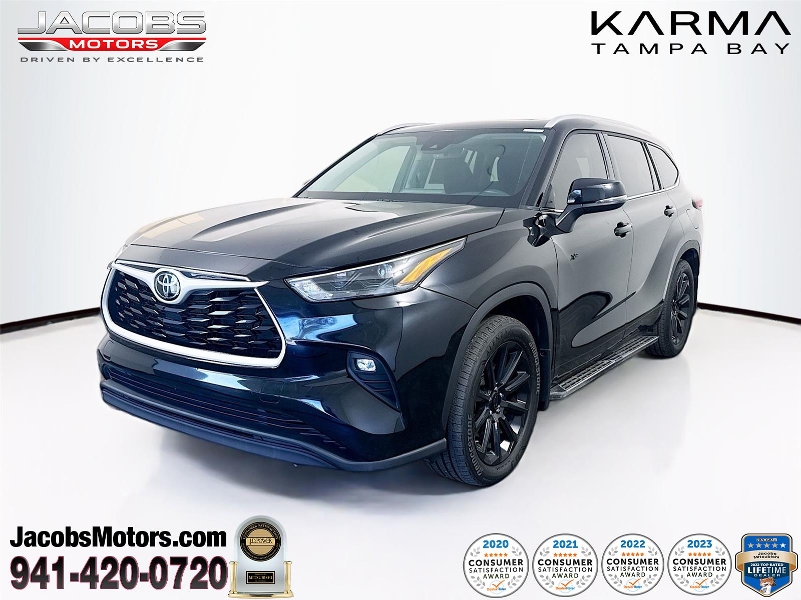 Midnight Black Metallic 2022 Toyota Highlander XLE AWD SUV / Crossover All-Wheel Drive 8-Speed Automatic