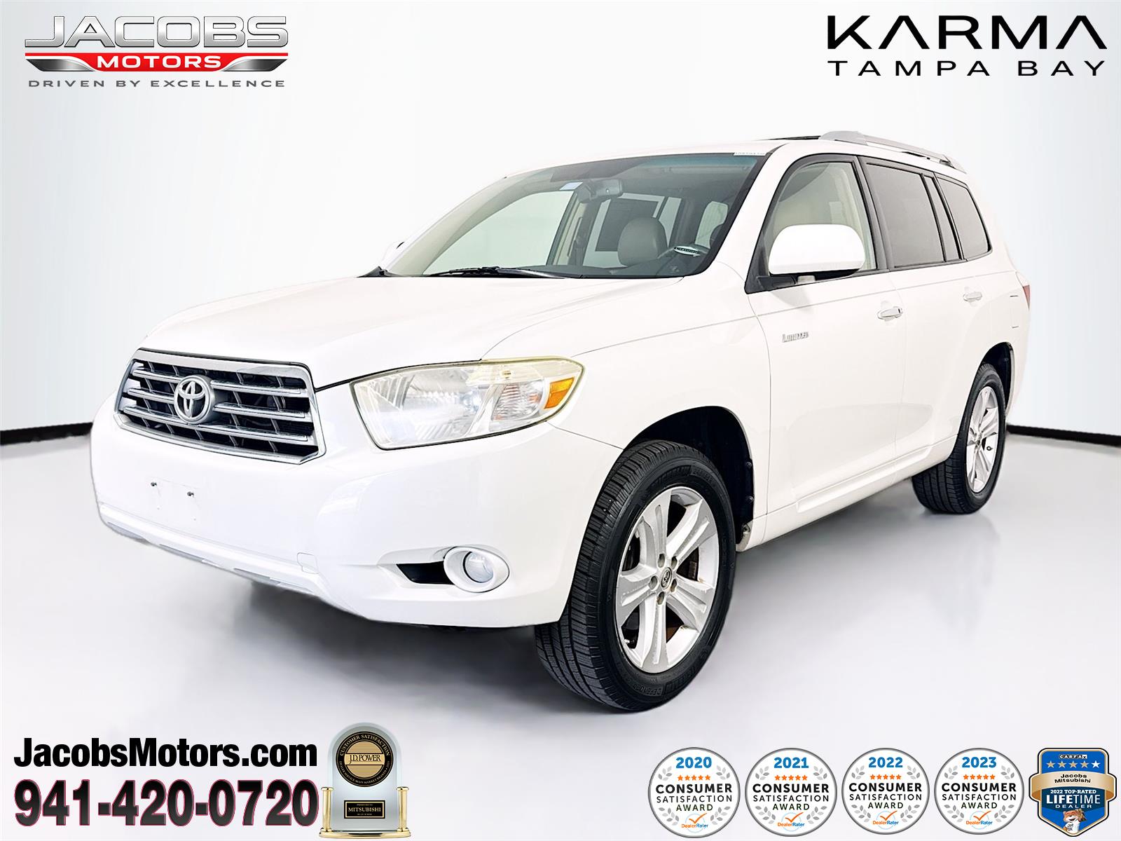 White (Blizzard Pearl) 2009 Toyota Highlander Limited SUV / Crossover Front-Wheel Drive 5-Speed Automatic Overdrive
