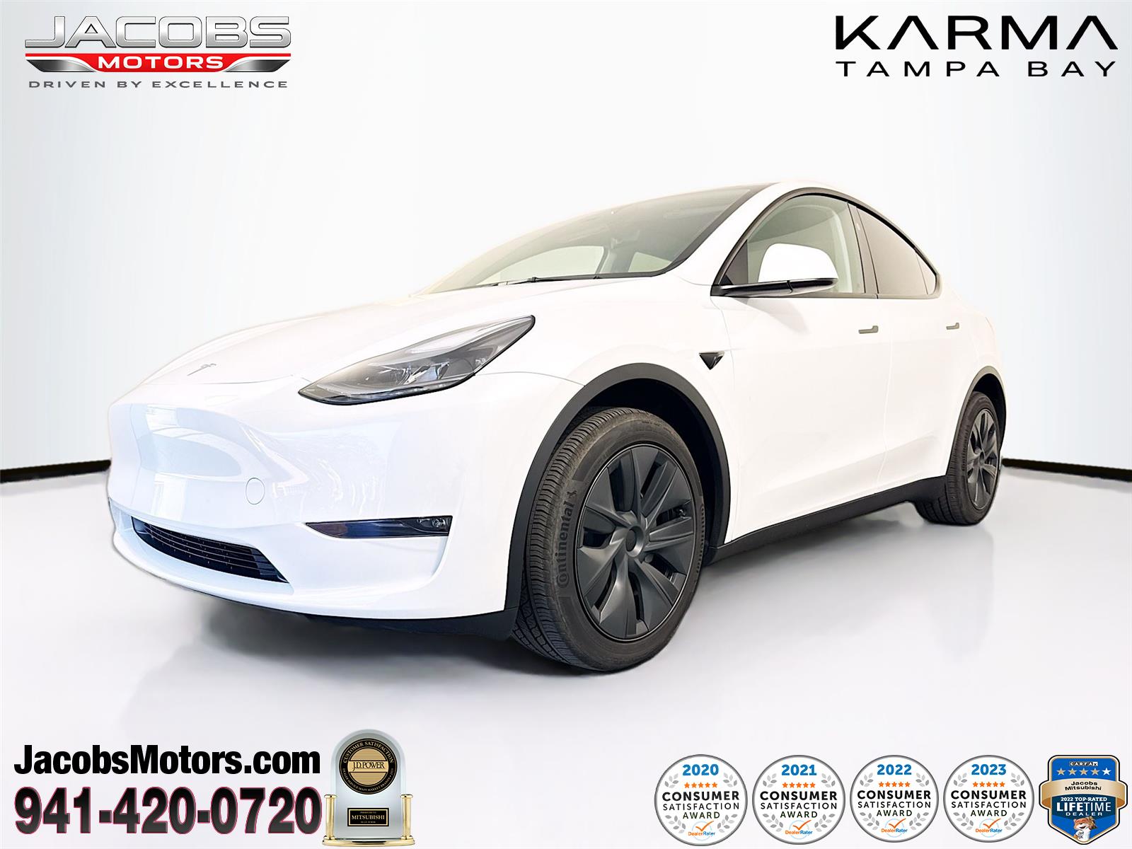 Pearl White Multi-Coat 2025 Tesla Model Y Long Range AWD SUV / Crossover All-Wheel Drive Automatic