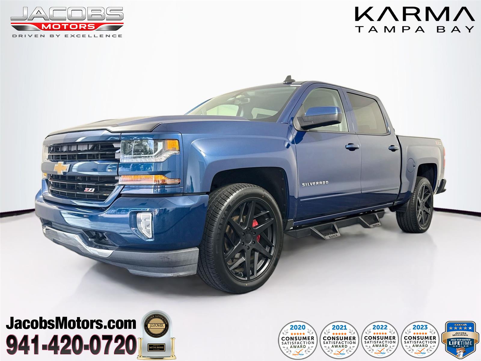 Deep Ocean Blue Metallic 2017 Chevrolet Silverado 1500 Pickup Truck Four-Wheel Drive 6-Speed Automatic