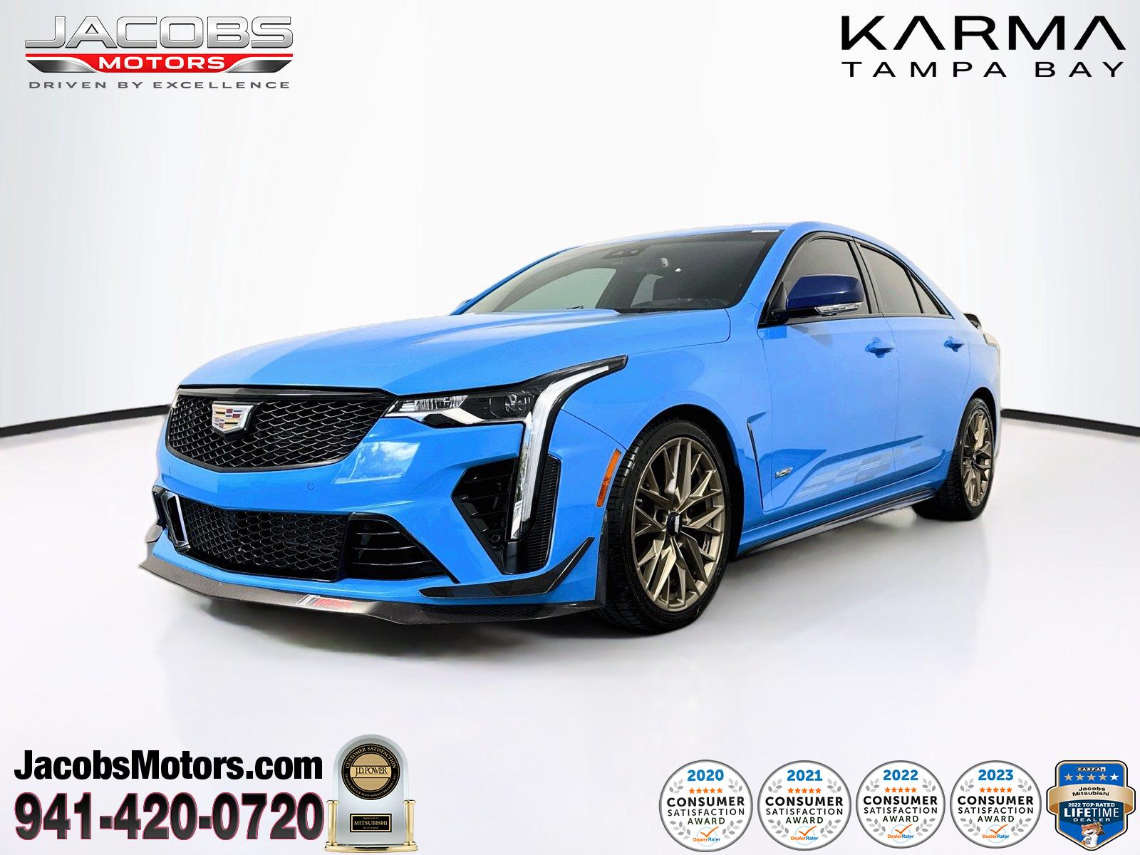 Electric Blue 2023 Cadillac CT4-V Blackwing Sedan Rear-Wheel Drive 6-Speed Manual