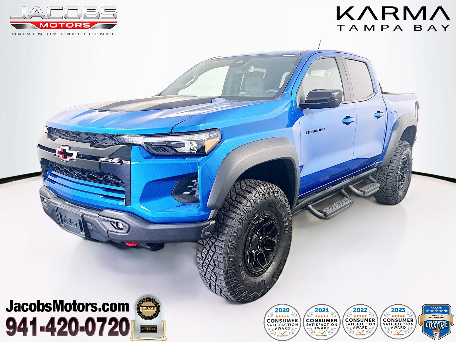 Glacier Blue Metallic 2024 Chevrolet Colorado Pickup Truck Four-Wheel Drive 8-Speed Automatic