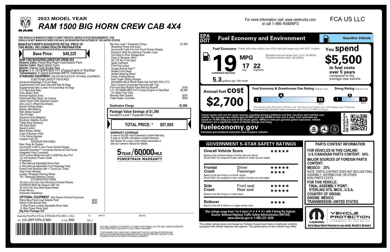 Used 2023 Patriot Blue Pearlcoat Ram Big Horn image 24