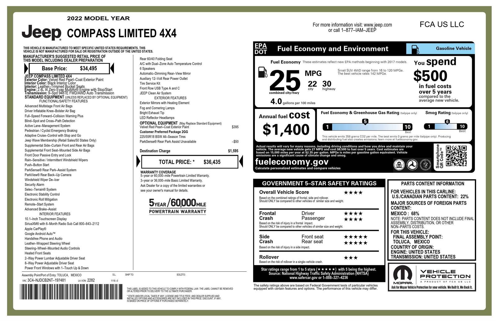 Certified Used 2022 Velvet Red Pearlcoat Jeep Limited image 2