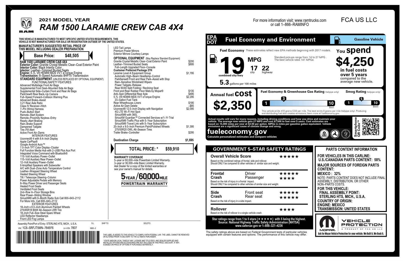 Used 2021 Granite Crystal Metallic Clearcoat Ram Laramie image 2