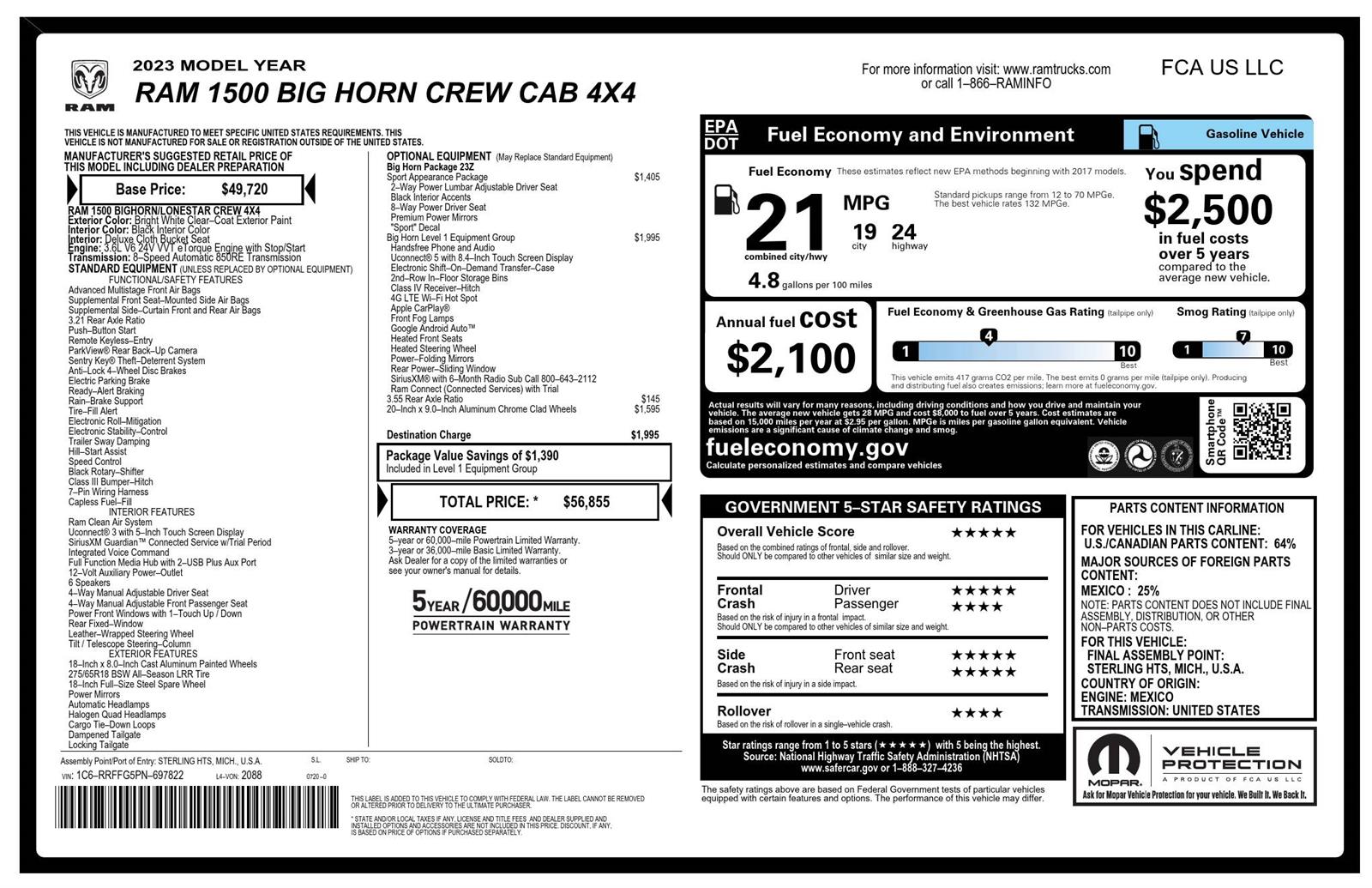 Certified Used 2023 Bright White Clearcoat Ram Big Horn image 2