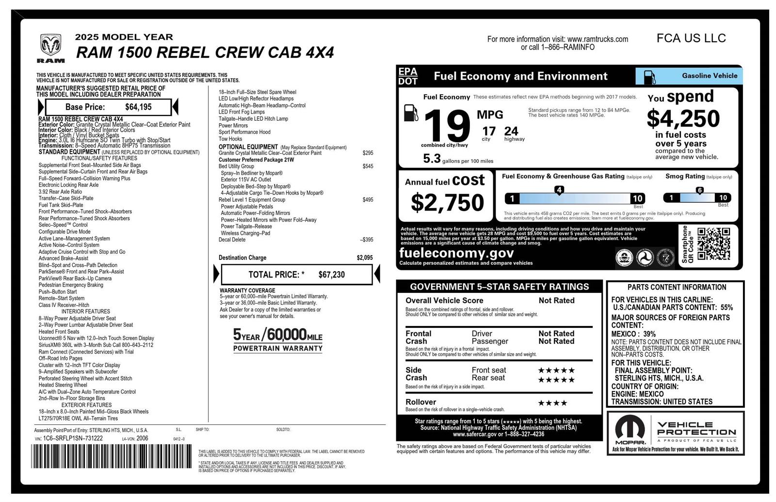 Certified Used 2025 Granite Crystal Metallic Clearcoat Ram Rebel image 2