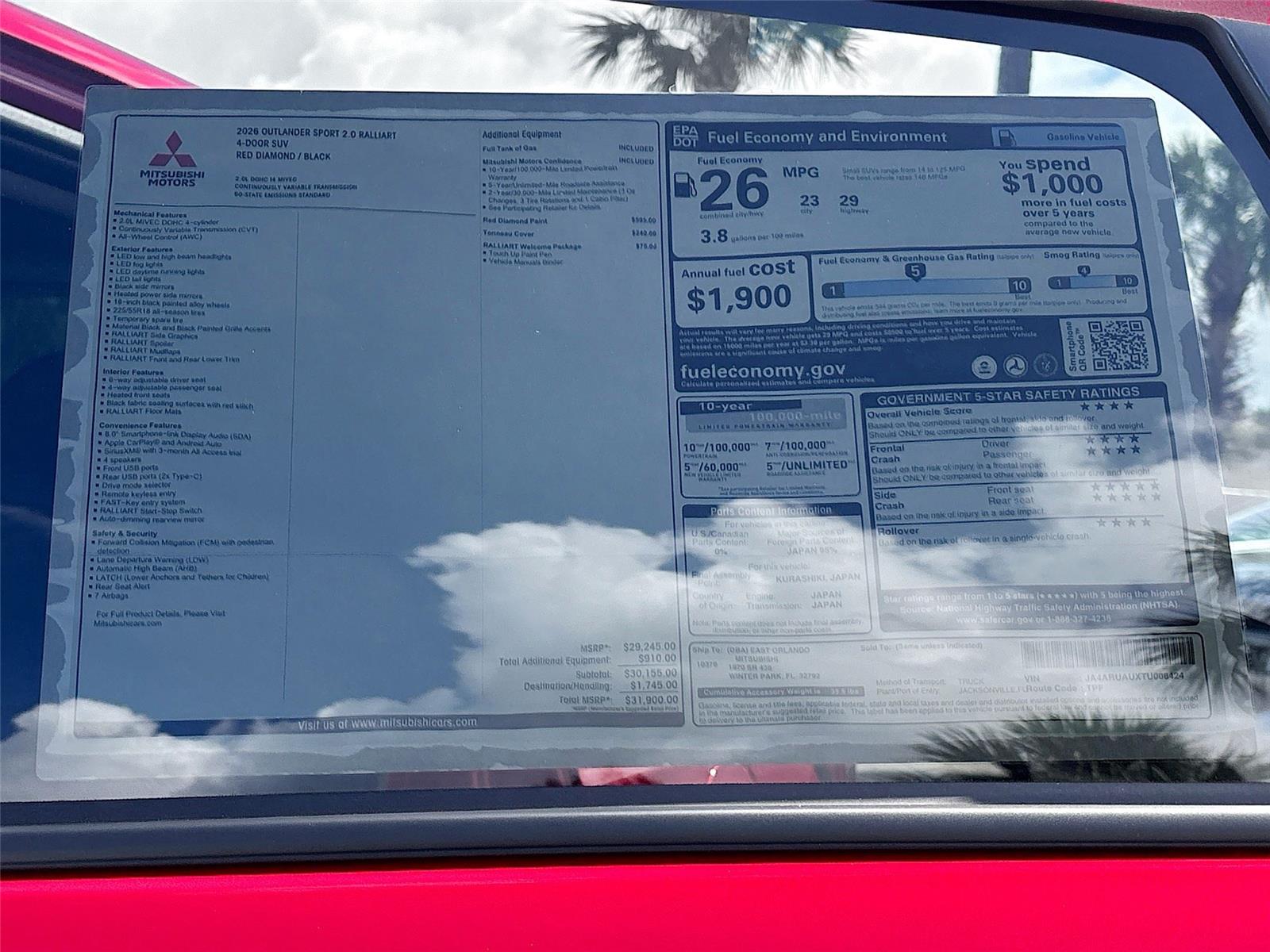 2026 Mitsubishi Outlander Sport Ralliart