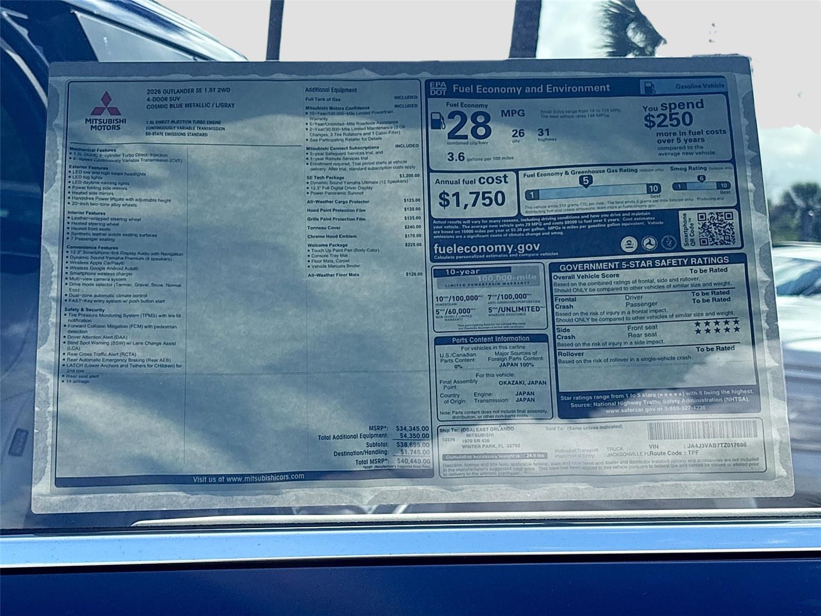 2026 Mitsubishi Outlander SE