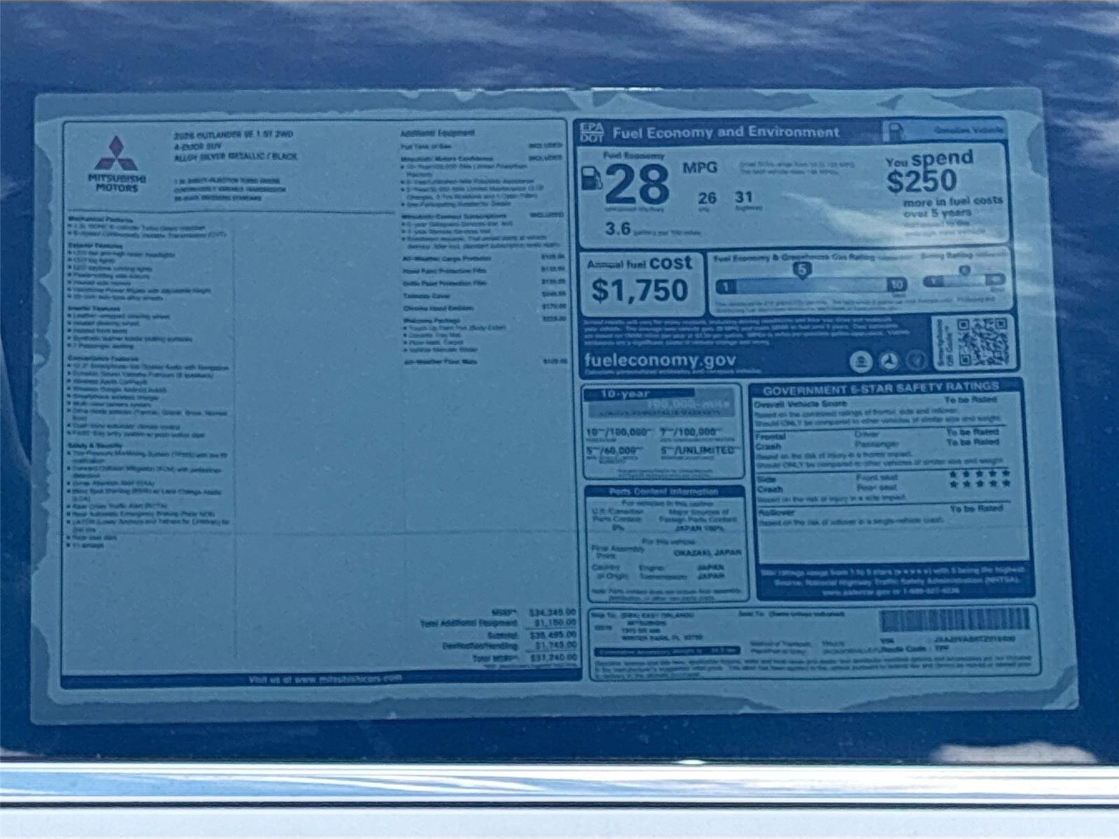 2026 Mitsubishi Outlander SE