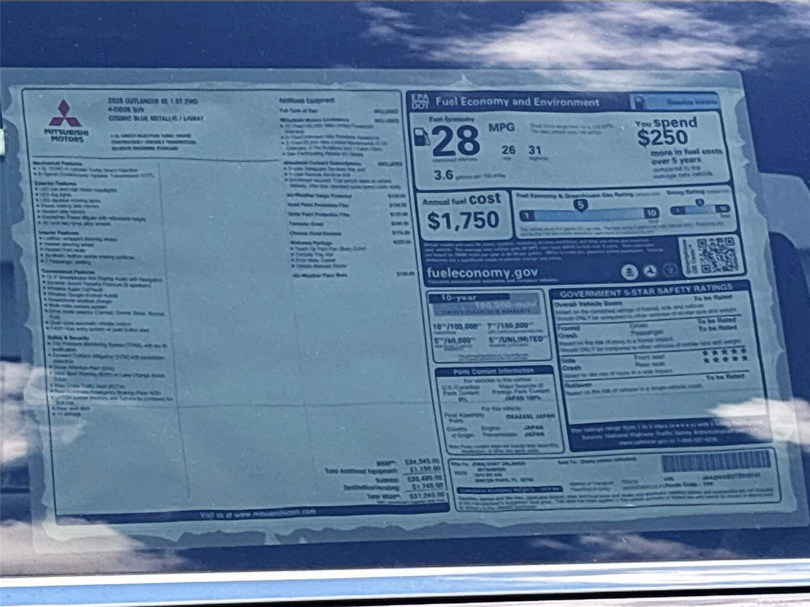2026 Mitsubishi Outlander SE