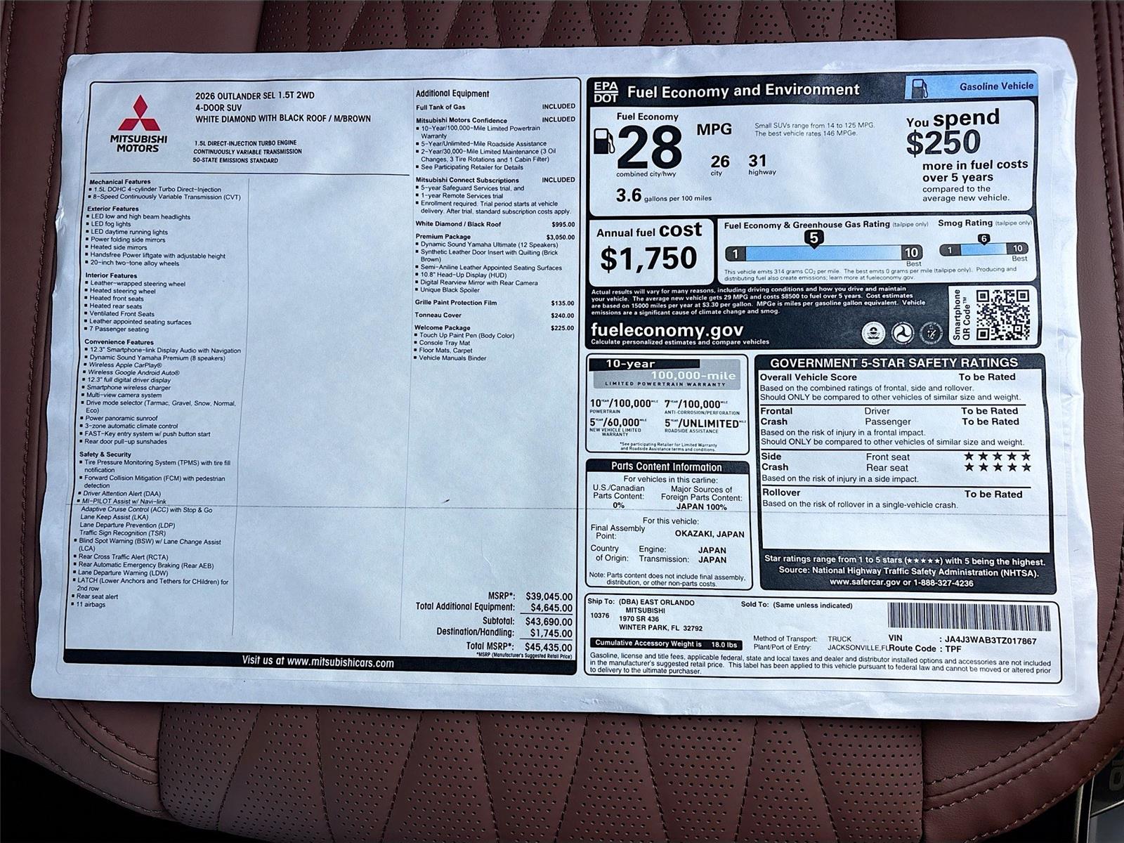 2026 Mitsubishi Outlander SEL