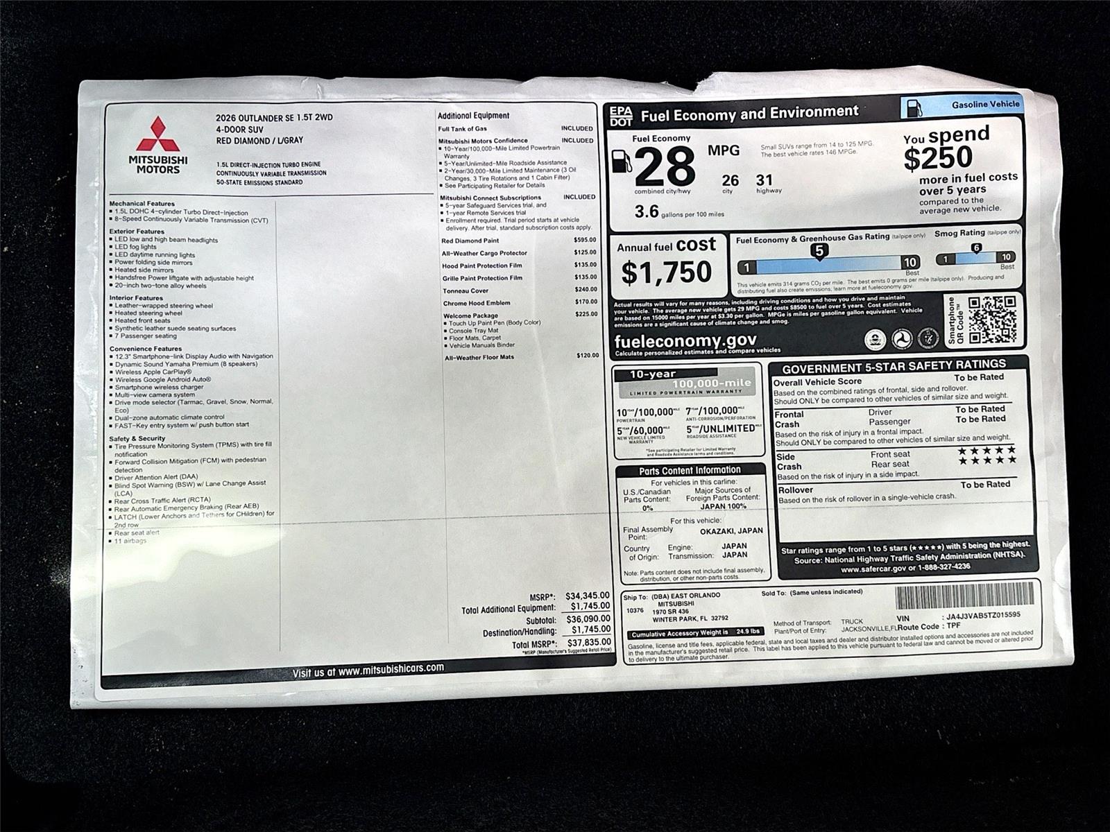 2026 Mitsubishi Outlander SE