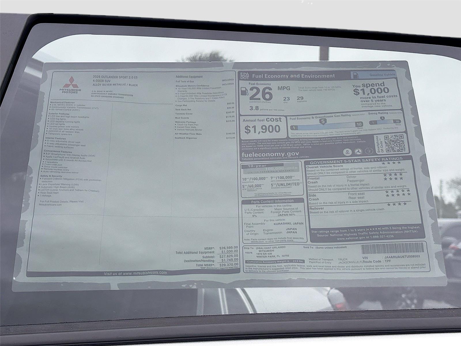 2026 Mitsubishi Outlander Sport ES