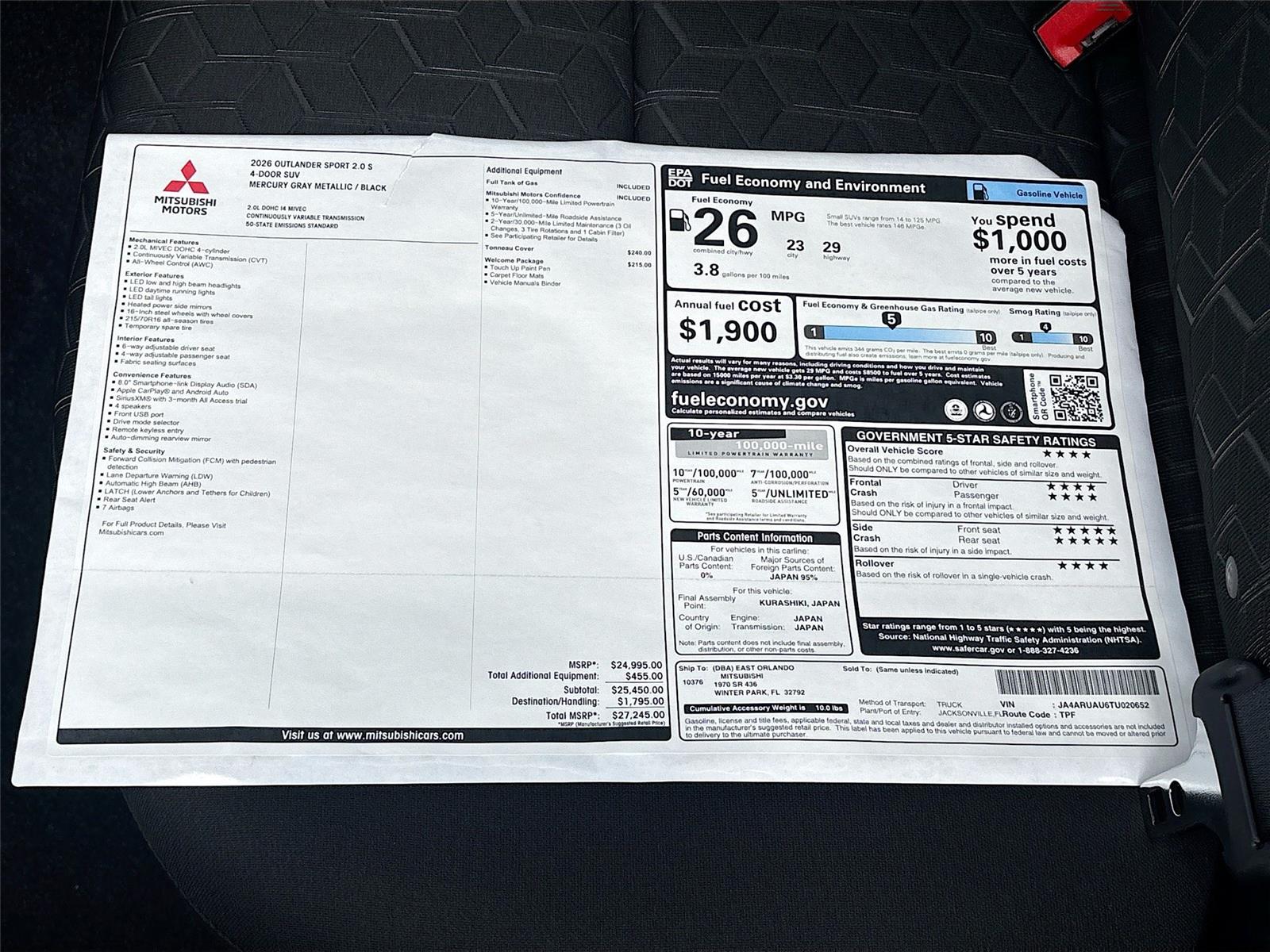 2026 Mitsubishi Outlander Sport S
