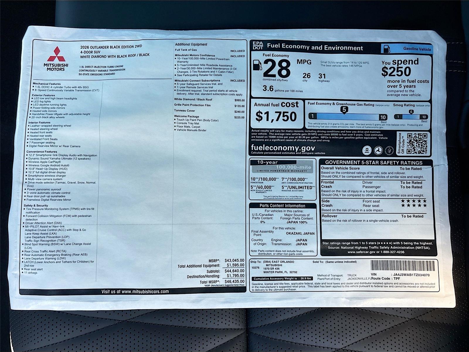 2026 Mitsubishi Outlander SEL