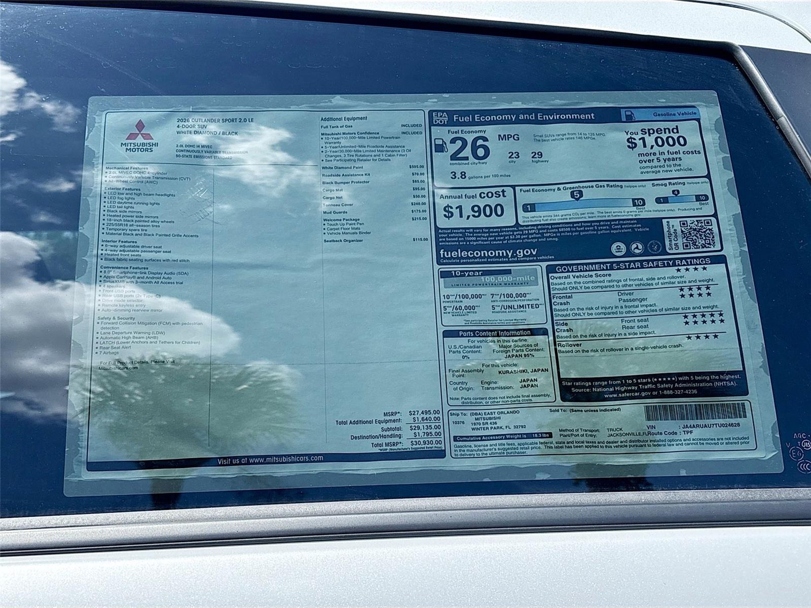 2026 Mitsubishi Outlander Sport LE