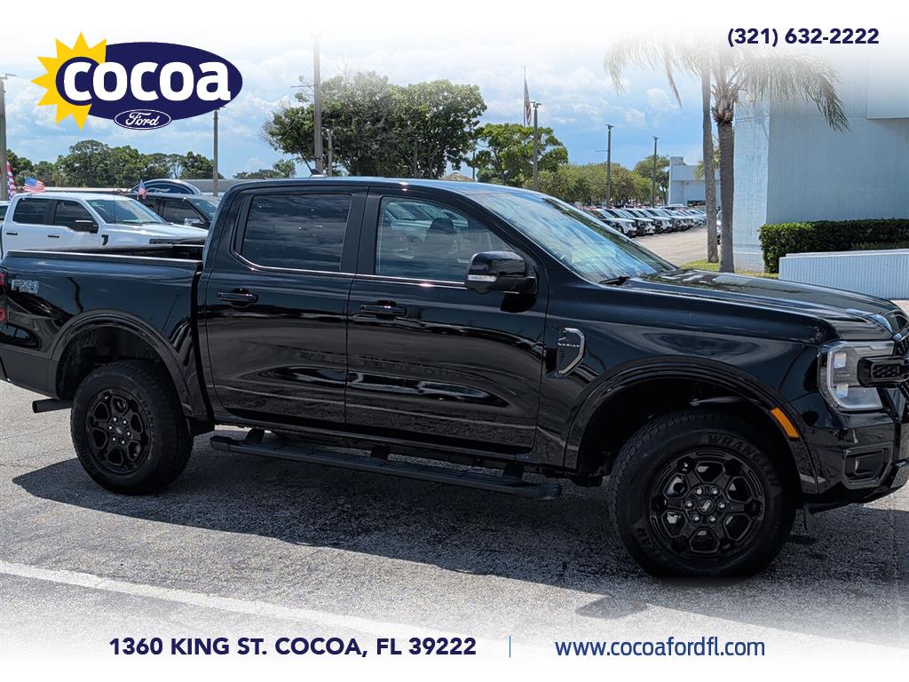 Black 2025 Ford Ranger Lariat SuperCrew 4WD Pickup Truck Four-Wheel Drive Automatic