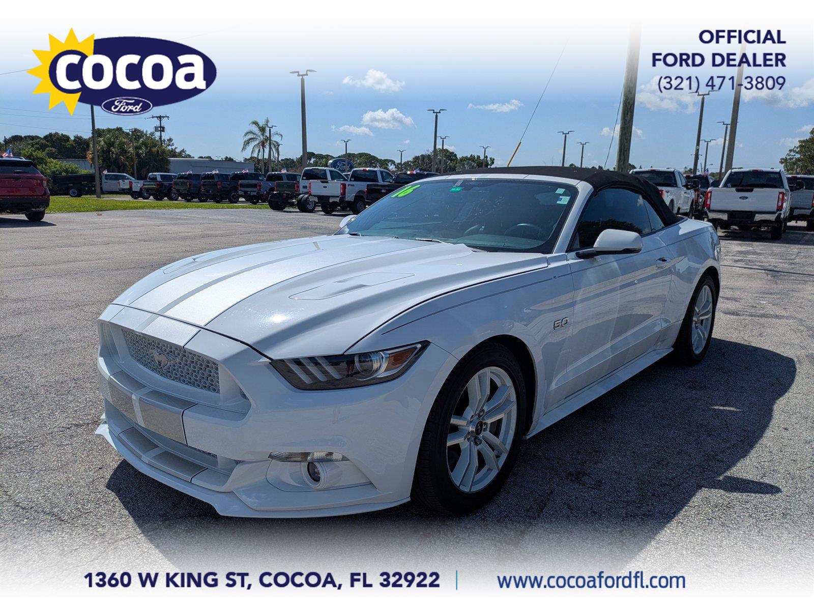 White 2016 Ford Mustang Convertible Rear-Wheel Drive 6-Speed Automatic