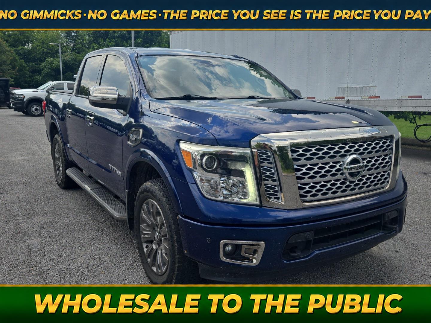 Deep Blue Pearl 2017 Nissan Titan Pickup Truck Four-Wheel Drive Automatic