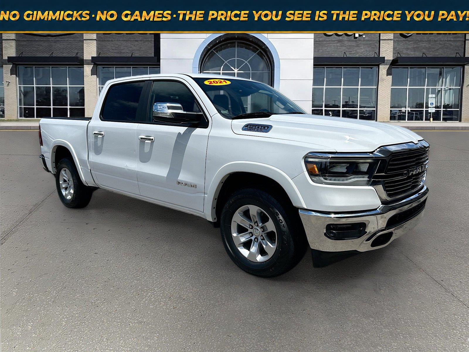 Bright White Clearcoat 2021 RAM 1500 Pickup Truck Four-Wheel Drive 8-Speed Automatic