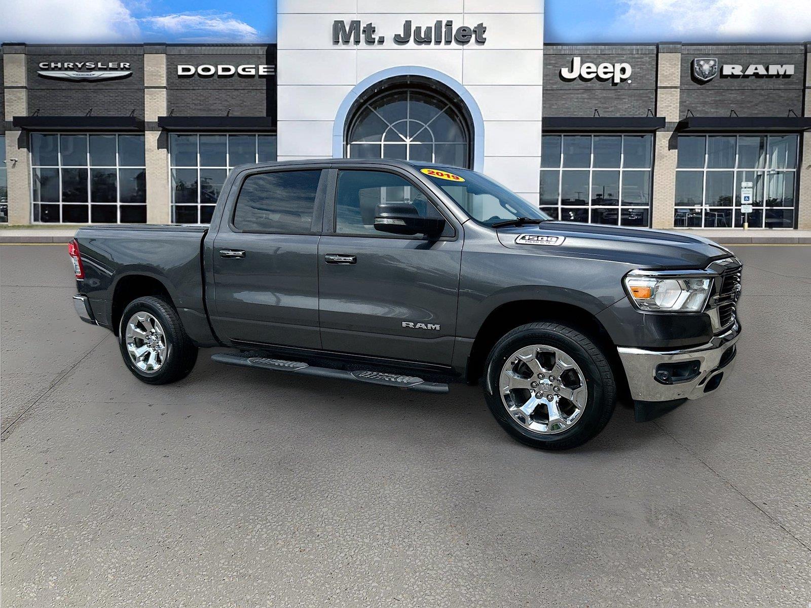 Gray (Granite Crystal Metallic Clearcoat) 2019 RAM 1500 Pickup Truck Four-Wheel Drive 8-Speed Automatic