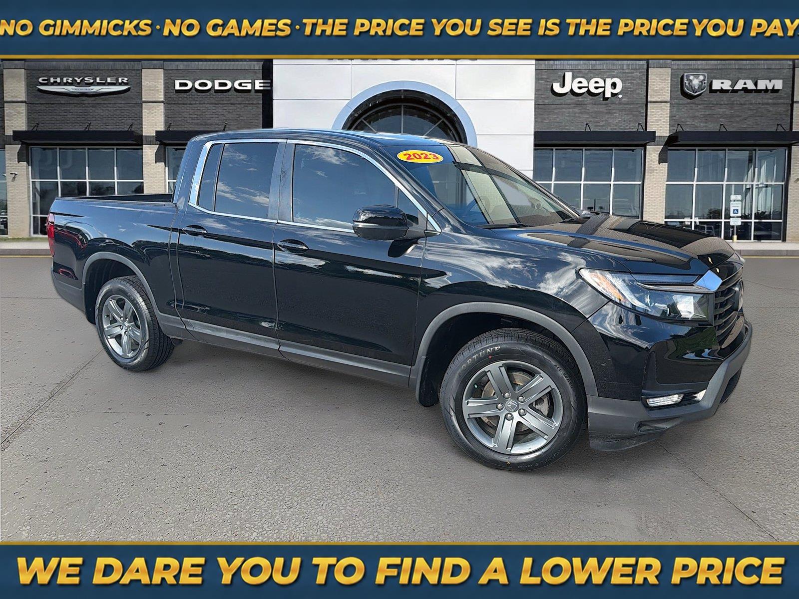 Crystal Black Pearl 2023 Honda Ridgeline Pickup Truck All-Wheel Drive 9-Speed Automatic