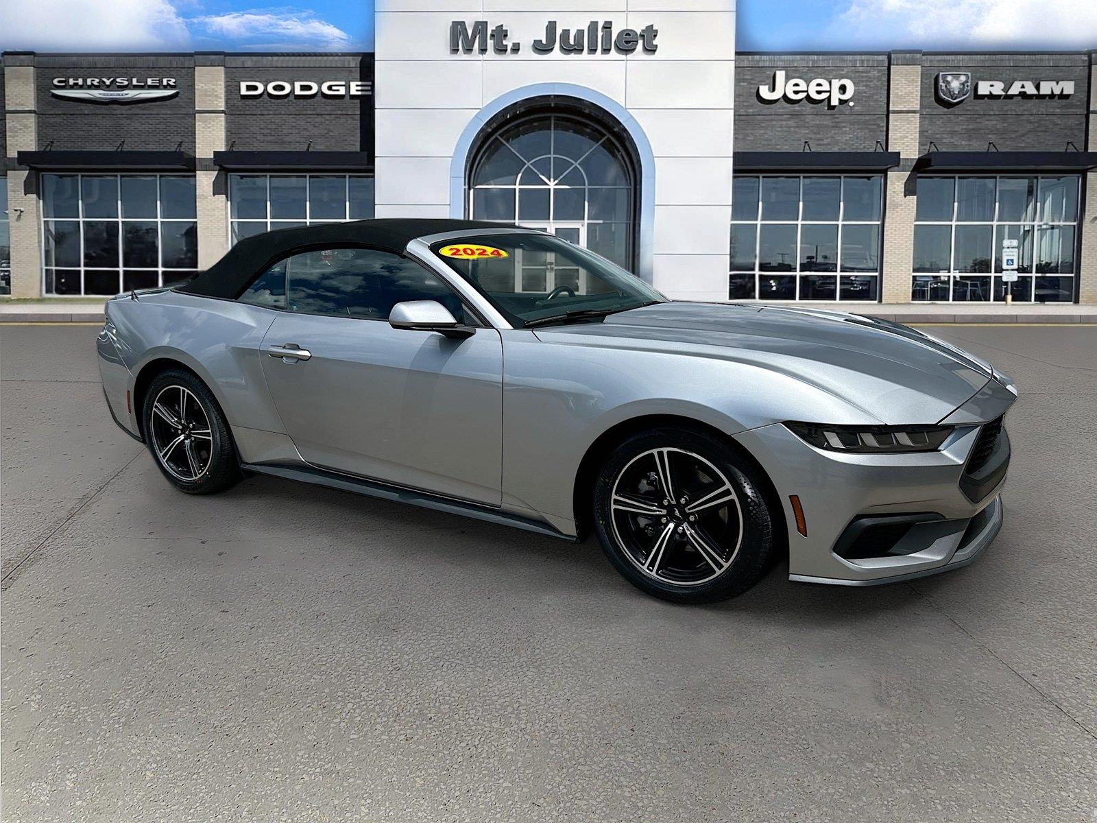 Iconic Silver Metallic 2024 Ford Mustang Convertible Rear-Wheel Drive Automatic