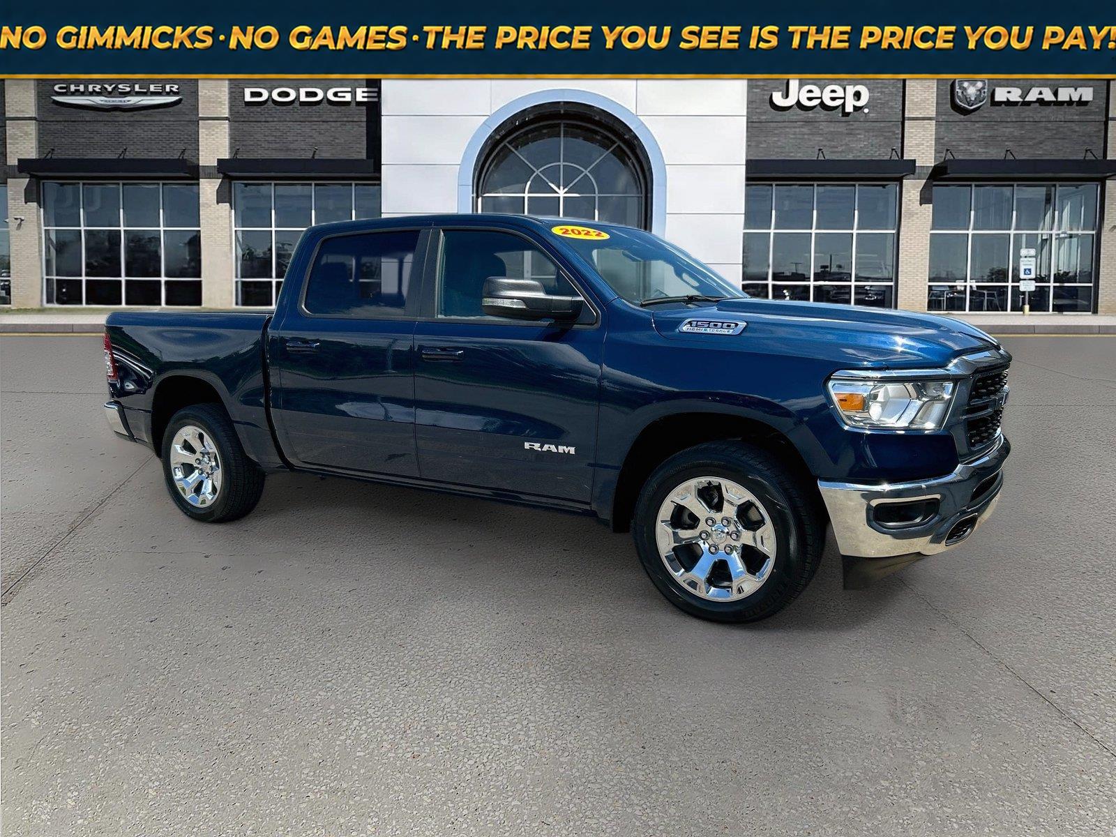 Patriot Blue Pearlcoat 2022 RAM 1500 Pickup Truck Four-Wheel Drive 8-Speed Automatic