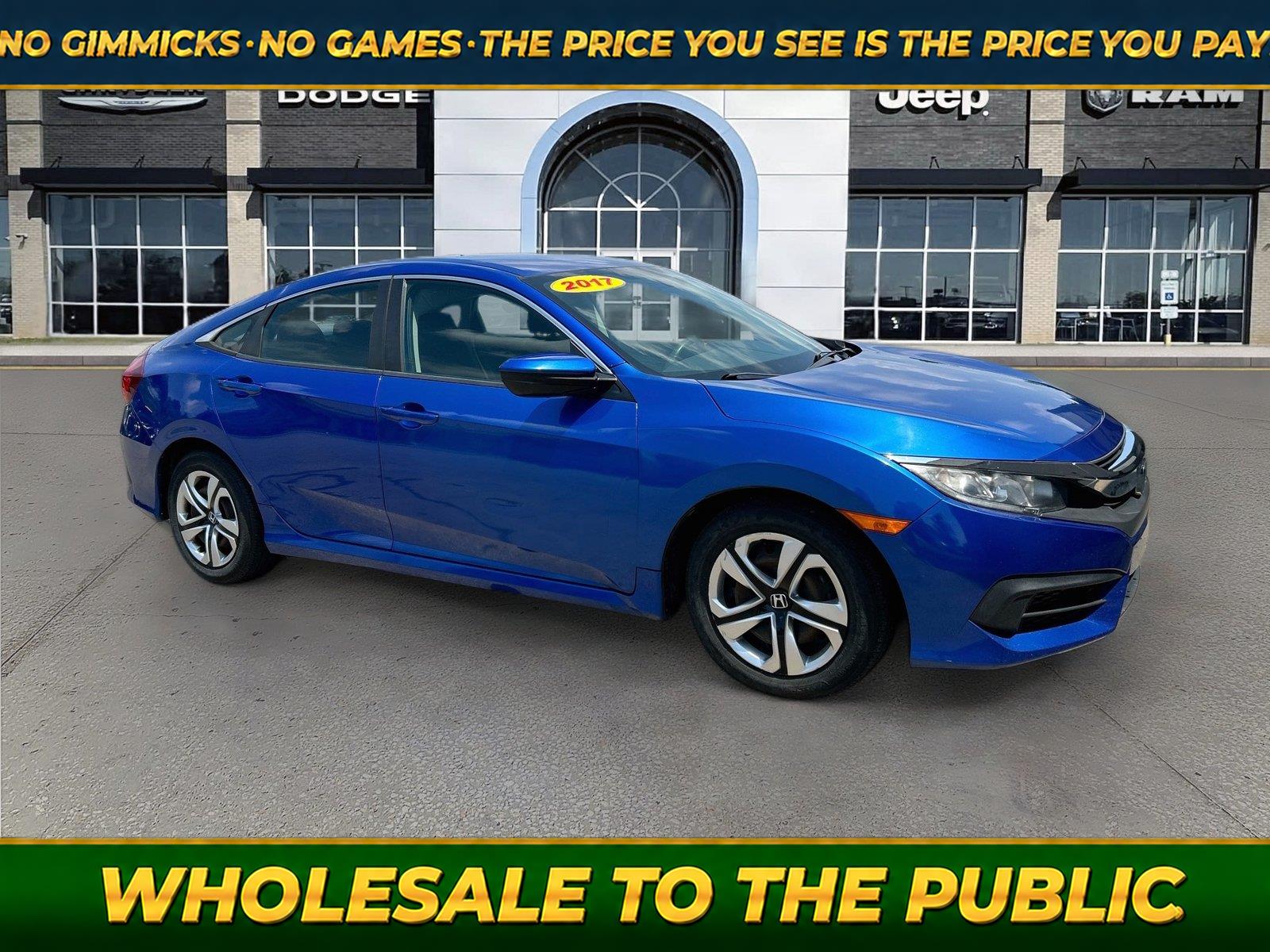 Aegean Blue Metallic 2017 Honda Civic Sedan Front-Wheel Drive Continuously Variable Transmission