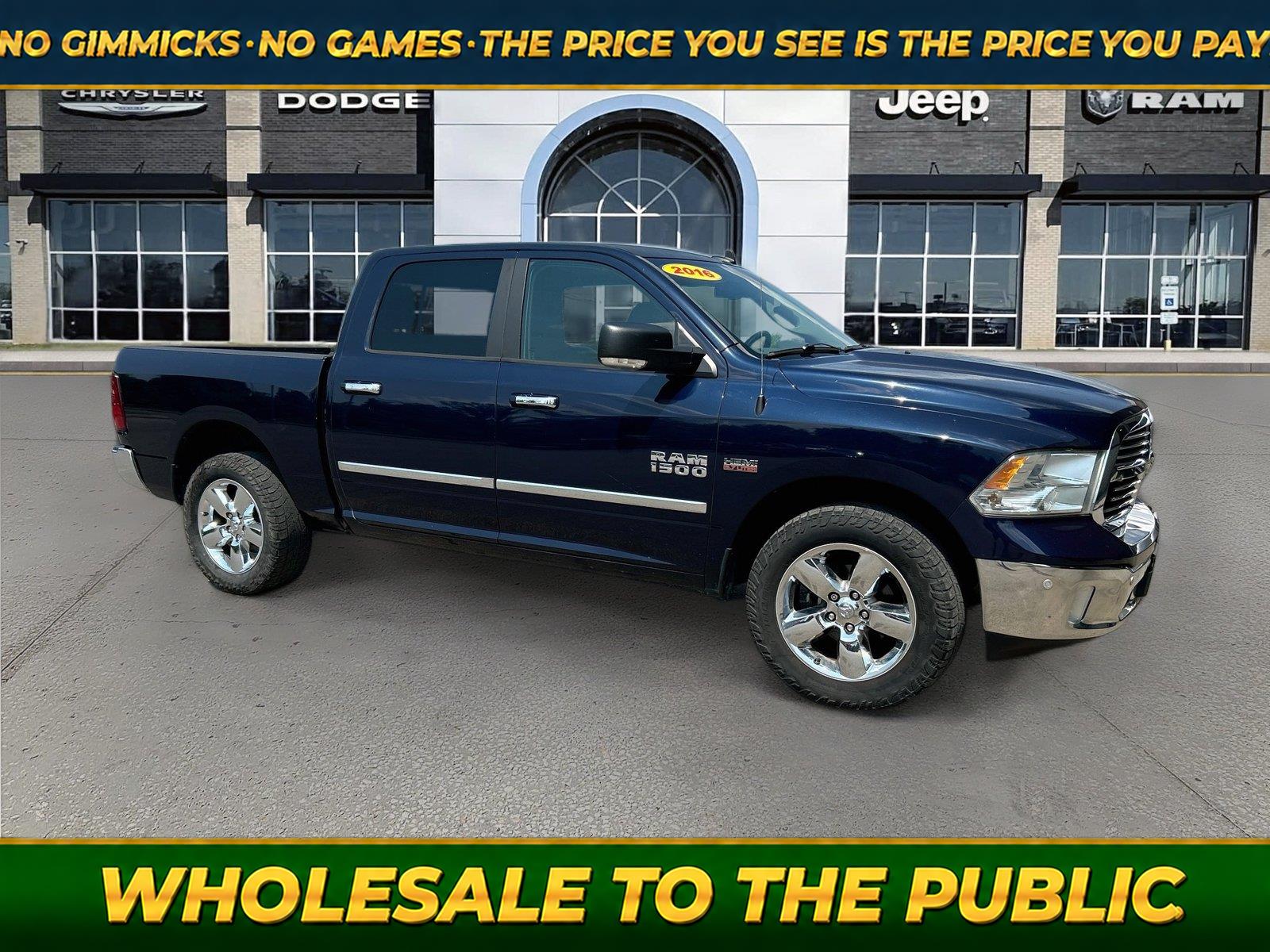True Blue Pearlcoat 2016 RAM 1500 Pickup Truck Four-Wheel Drive 8-Speed Automatic