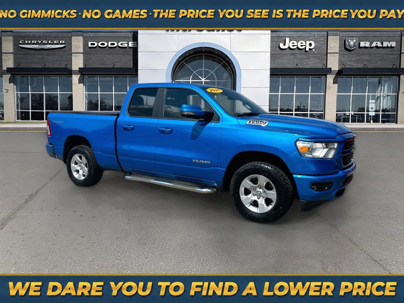 Hydro Blue Pearlcoat 2021 RAM 1500 Pickup Truck Four-Wheel Drive 8-Speed Automatic
