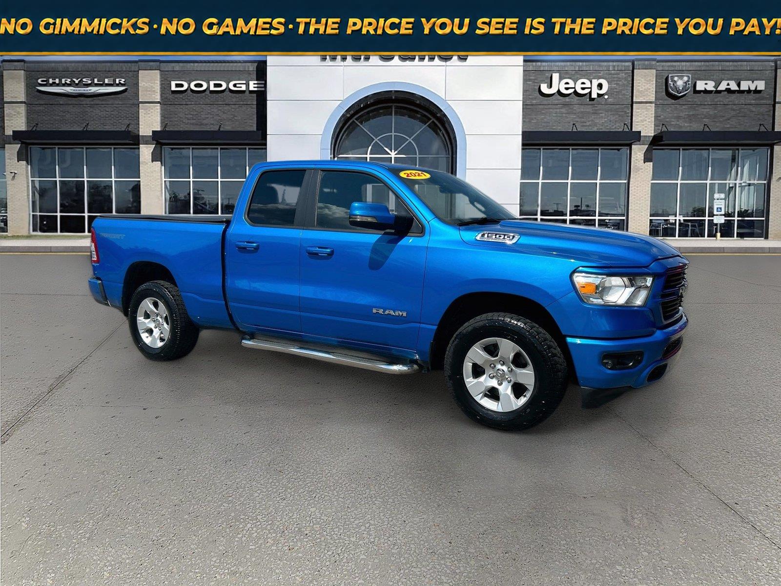 Hydro Blue Pearlcoat 2021 RAM 1500 Pickup Truck Four-Wheel Drive 8-Speed Automatic