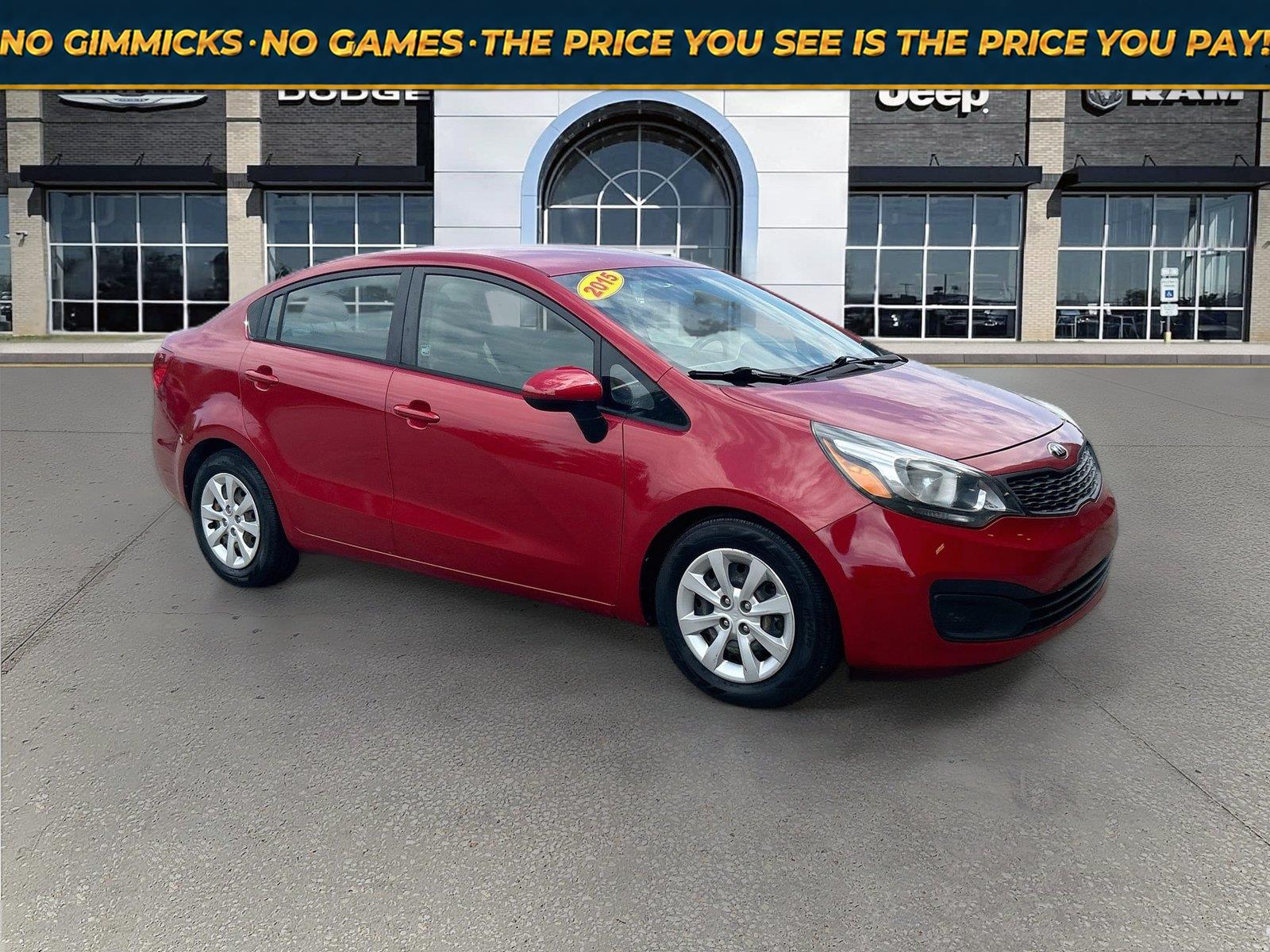 Signal Red 2015 Kia Rio Sedan Front-Wheel Drive 6-Speed Automatic