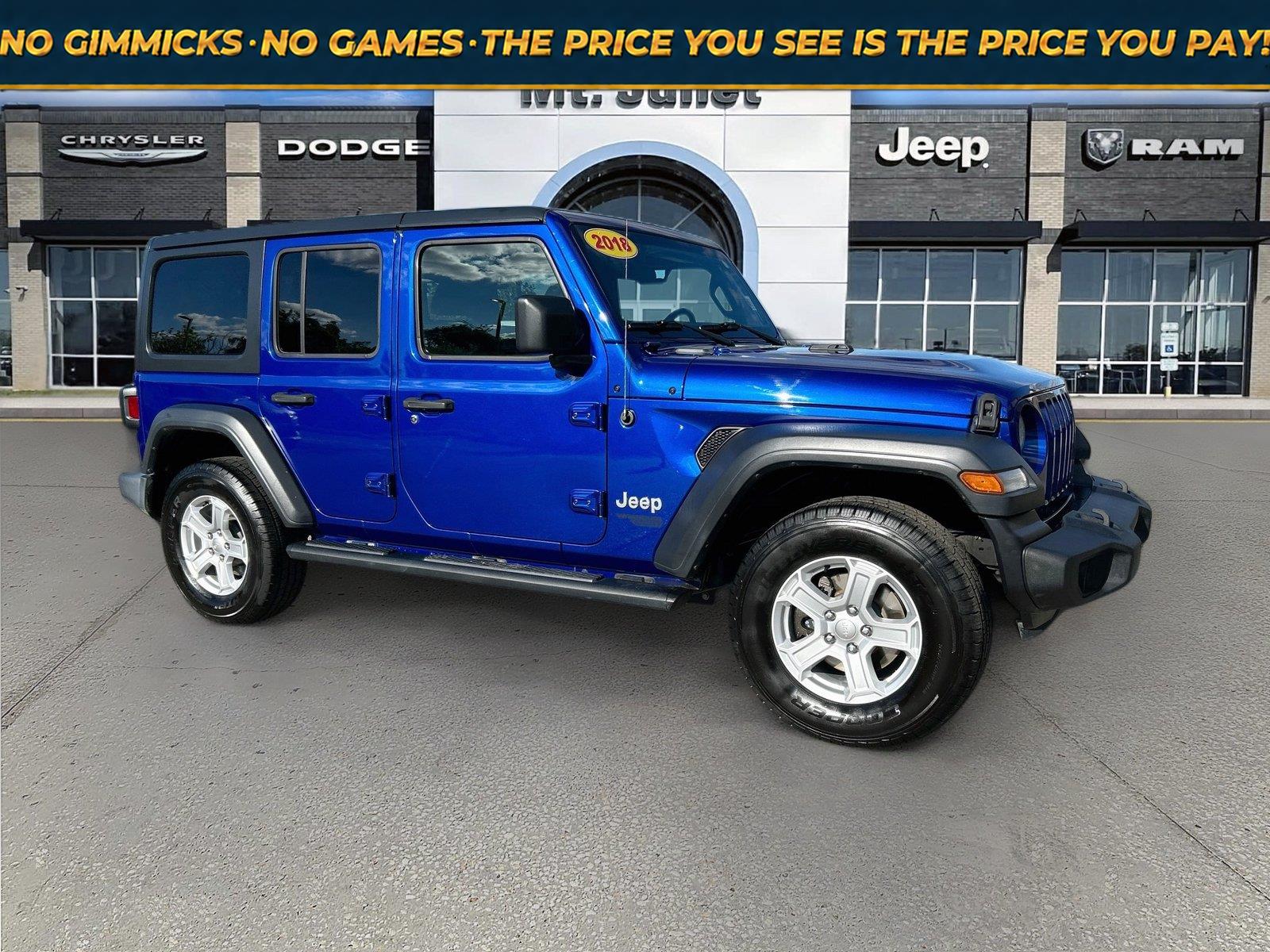 Ocean Blue Metallic Clearcoat 2018 Jeep Wrangler SUV / Crossover Four-Wheel Drive 8-Speed Automatic