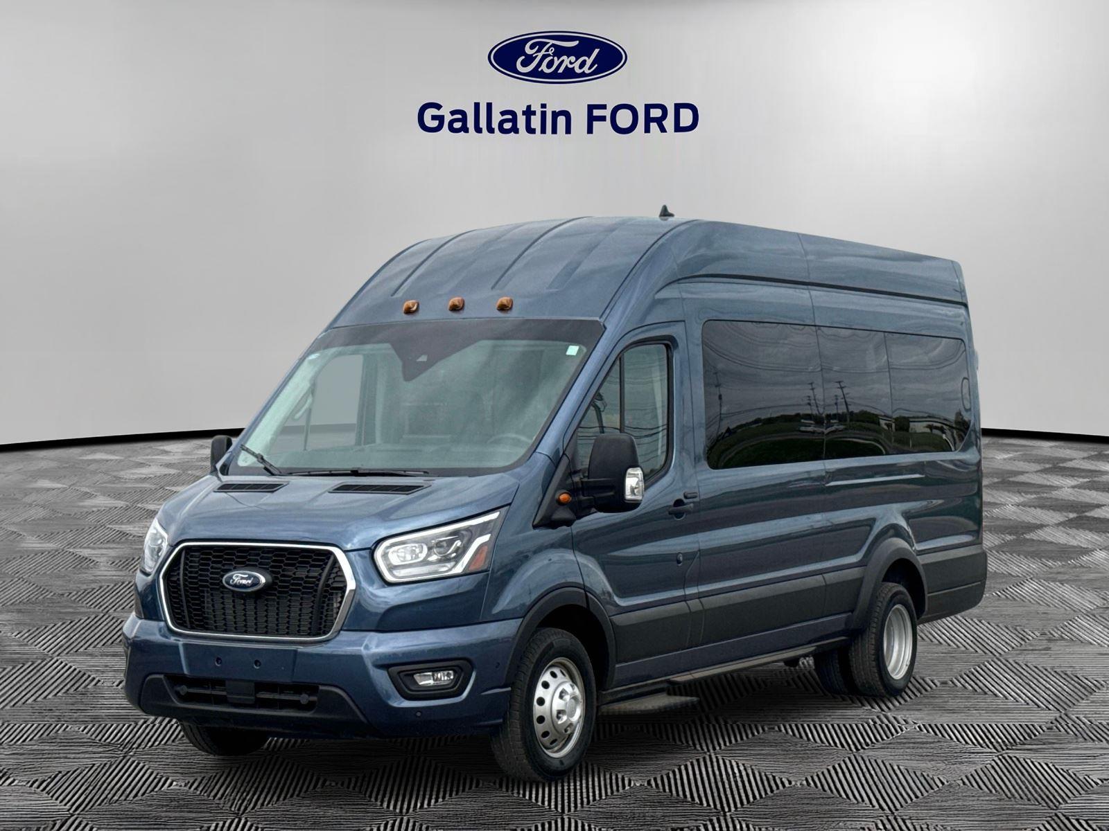 Blue Metallic 2025 Ford Transit Passenger 350 HD XLT High Roof Extended LB DRW RWD Van Rear-Wheel Drive