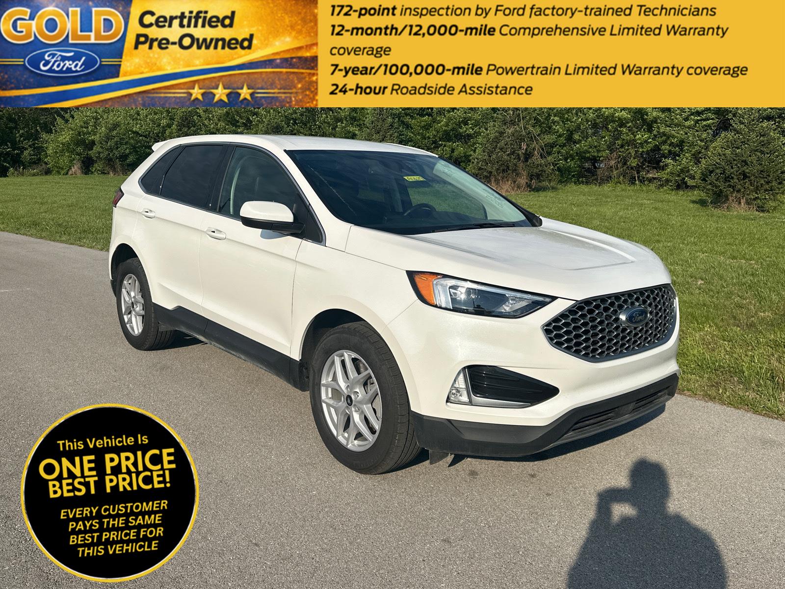 Star White Metallic Tri-Coat 2023 Ford Edge SEL AWD SUV / Crossover All-Wheel Drive 8-Speed Automatic
